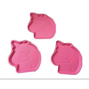 3pk Your Zone Plastic Unicorn Shaped Kids Plate Pink Color Microwave Safe New